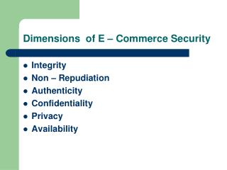 Dimensions of E – Commerce Security