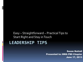 Leadership tips
