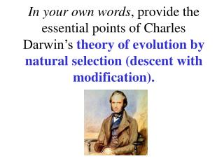 Darwin’s Theory of Evolution Descent With Modification