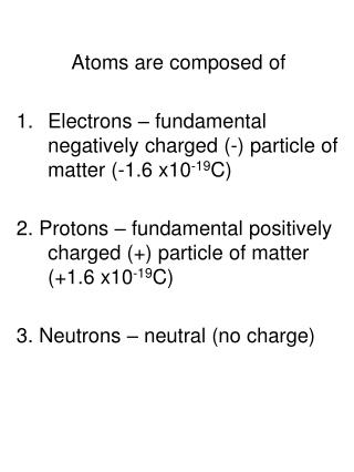 Atoms are composed of
