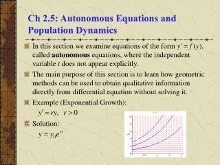 Ch 2.5: Autonomous Equations and Population Dynamics