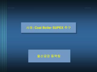 사례 : Coal Boiler SUPEX 추구