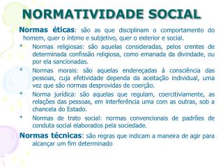 NORMATIVIDADE SOCIAL