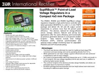 SupIRBuck ™ Point-of-Load Voltage Regulators in a Compact 4x5 mm Package