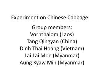 Experiment on Chinese Cabbage