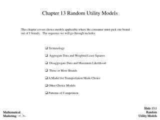 Chapter 13 Random Utility Models