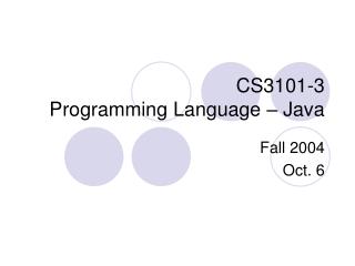 CS3101-3 Programming Language – Java