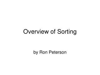 Overview of Sorting