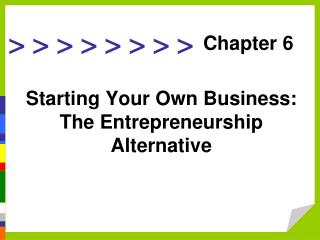 Starting Your Own Business: The Entrepreneurship Alternative