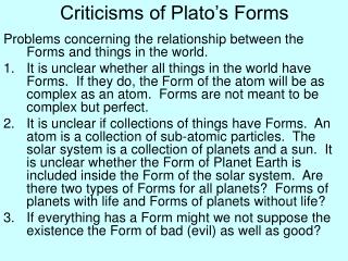 Criticisms of Plato’s Forms