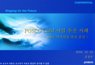 POSCO CDM 사업 추진 사례 - CEO 의사결정 과정 중심 -