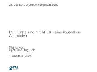 PDF Erstellung mit APEX - eine kostenlose Alternative