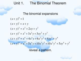 Unit 1. 	The Binomial Theorem
