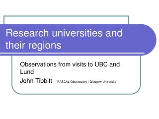 Research universities and their regions