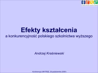 Efekty kształcenia a konkurencyjność polskiego szkolnictwa wyższego