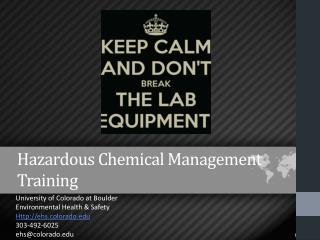 Hazardous Chemical Management Training