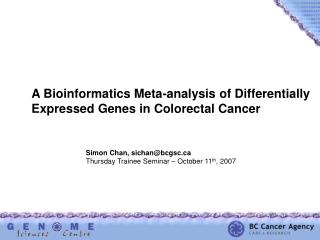 A Bioinformatics Meta-analysis of Differentially Expressed Genes in Colorectal Cancer