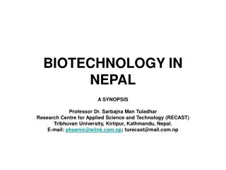 BIOTECHNOLOGY IN NEPAL