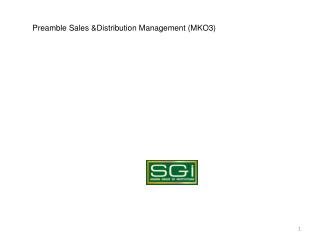 Preamble Sales &Distribution Management (MKO3)