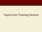 Supervisor Training Session