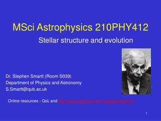 MSci Astrophysics 210PHY412