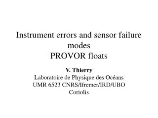Instrument errors and sensor failure modes PROVOR floats
