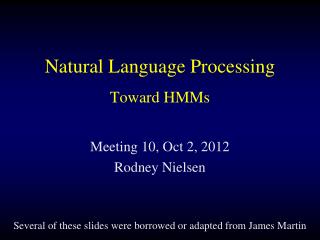 Natural Language Processing Toward HMMs