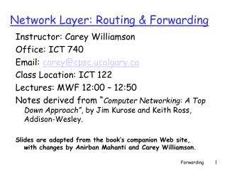 Network Layer: Routing &amp; Forwarding