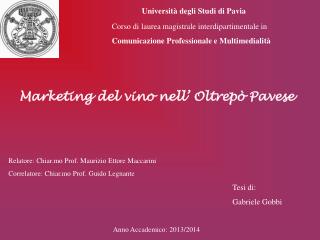 Marketing del vino nell’ Oltrepò Pavese