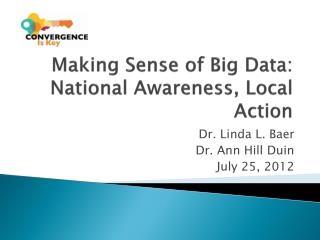 Making Sense of Big Data: National Awareness, Local Action