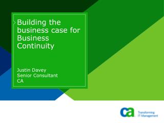 Building the business case for Business Continuity