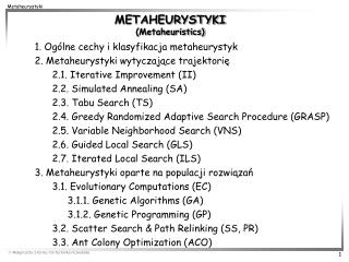 METAHEURYSTYKI (Metaheuristics)