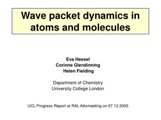 Wave packet dynamics in atoms and molecules