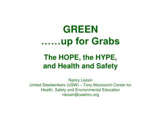 GREEN ……up for Grabs