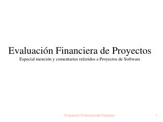 Evaluación Financiera de Proyectos