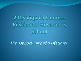2015 Virginia Summer Residential Governor’s School