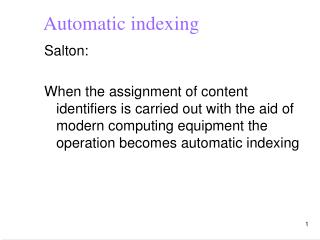 Automatic indexing