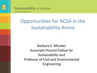 Opportunities for NCSA in the Sustainability Arena