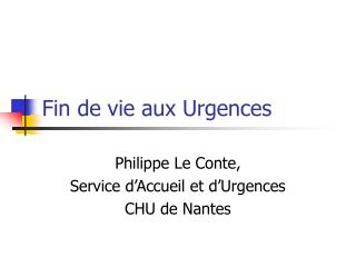 Fin de vie aux Urgences