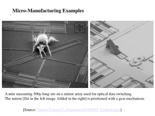 Micro-Manufacturing Examples