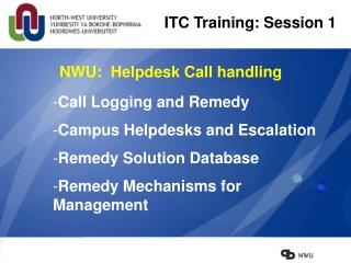 NWU: Helpdesk Call handling