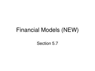 Financial Models (NEW)