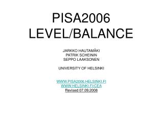 PISA2006 LEVEL/BALANCE