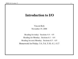 Introduction to I/O