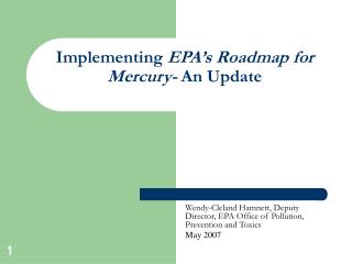 Implementing EPA’s Roadmap for Mercury- An Update