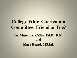 College-Wide Curriculum Committee: Friend or Foe?