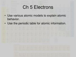 Ch 5 Electrons