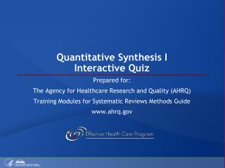 Quantitative Synthesis I Interactive Quiz