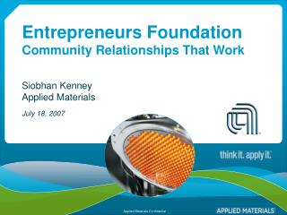 Entrepreneurs Foundation Community Relationships That Work