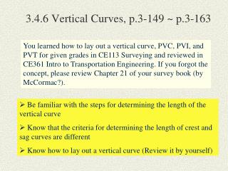 3.4.6 Vertical Curves, p.3-149 ~ p.3-163